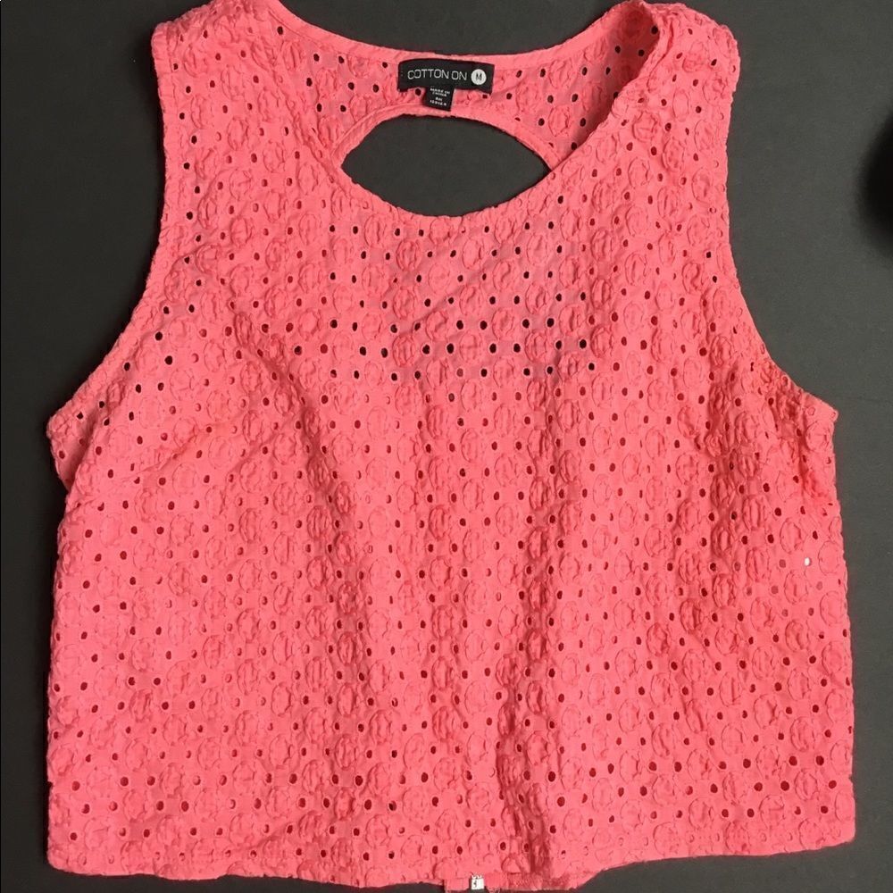 Cotton On Coral Eyelet Tank Top Size M